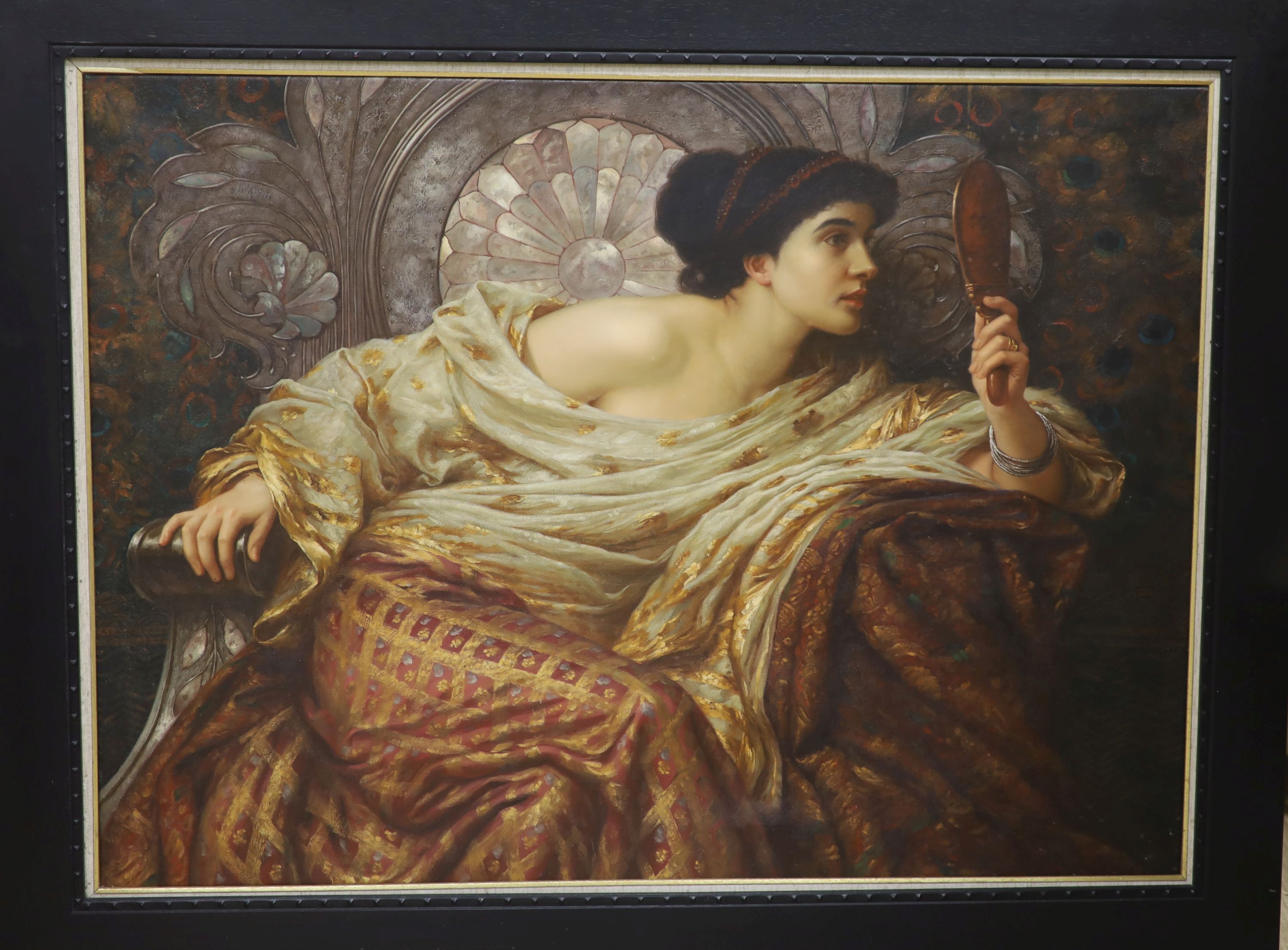 After Titian, oil on canvas, Woman with a mirror, 71 x 96cm